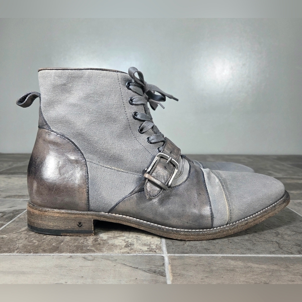 JOHN VARVATOS FLEETWOOD BUCKLE CRICKET LEATHER BOOTS.